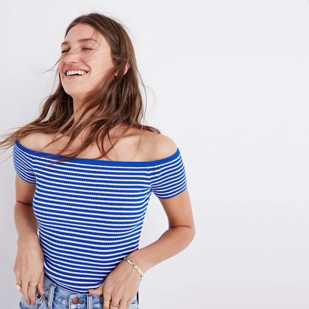 MADEWELL - Off-the-Shoulder Sweater in Stripe